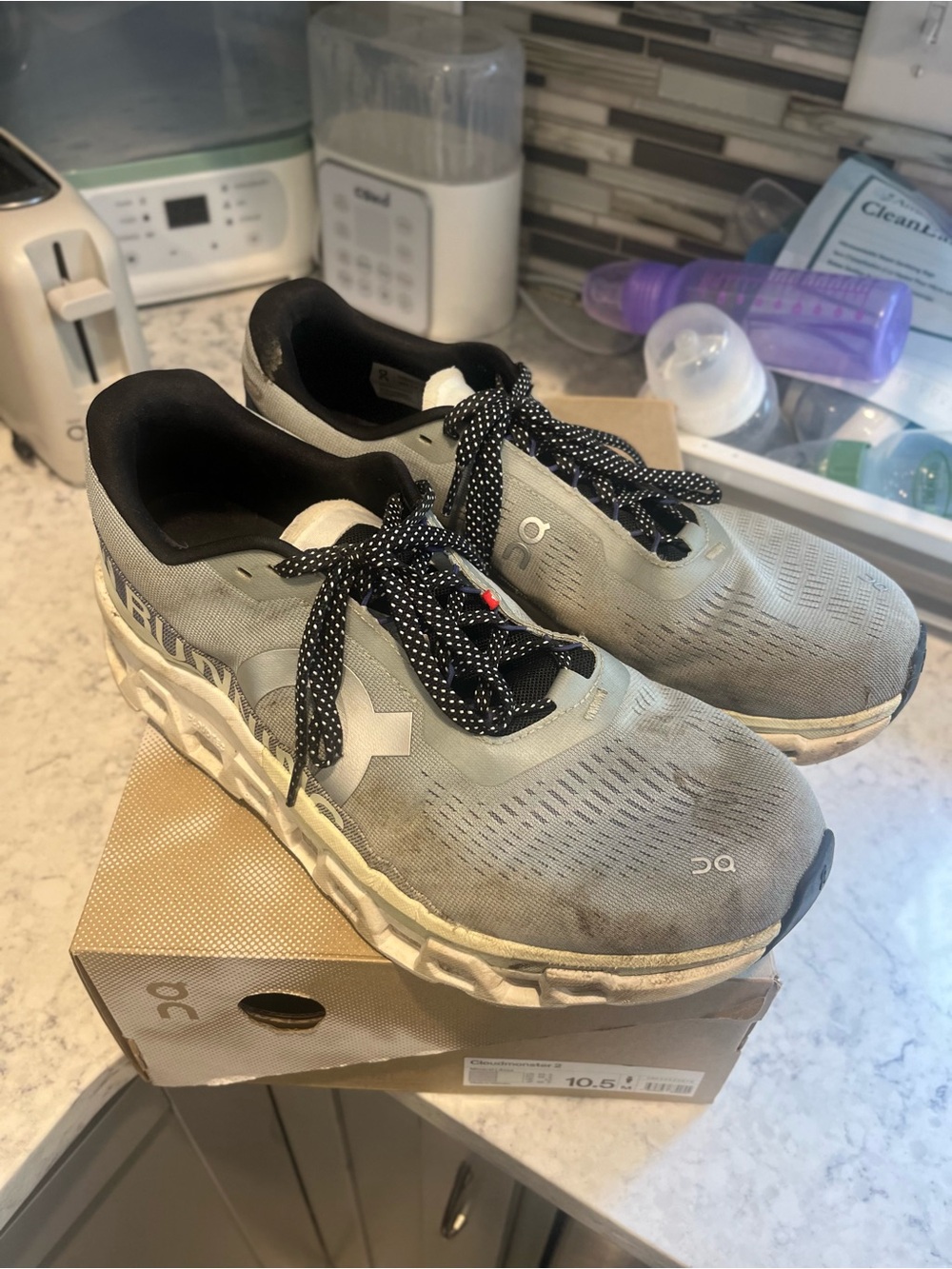 On Running Cloudmonster 2 Running Shoes Size Men’s 10 1/2 Mineral Aloe Color - Picture 6 of 17